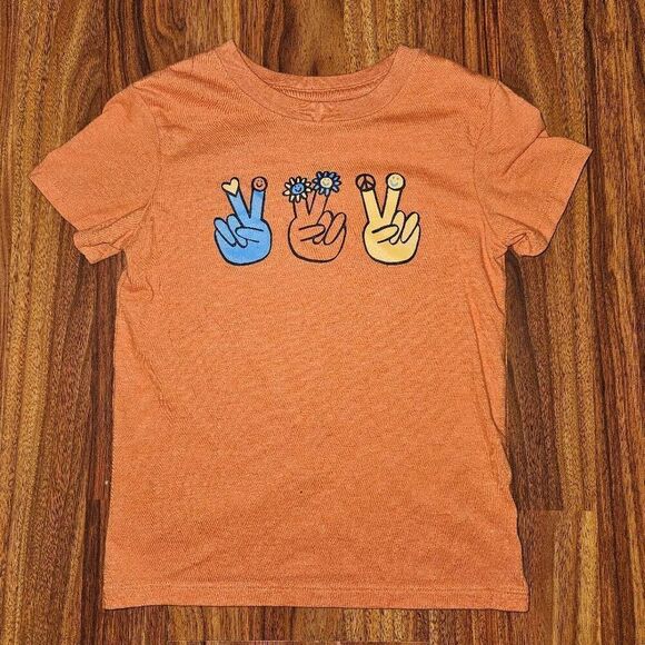 5 for $25 Cat & Jack Orange Peace Sign Tee Toddler Size 4T - Picture 1 of 4